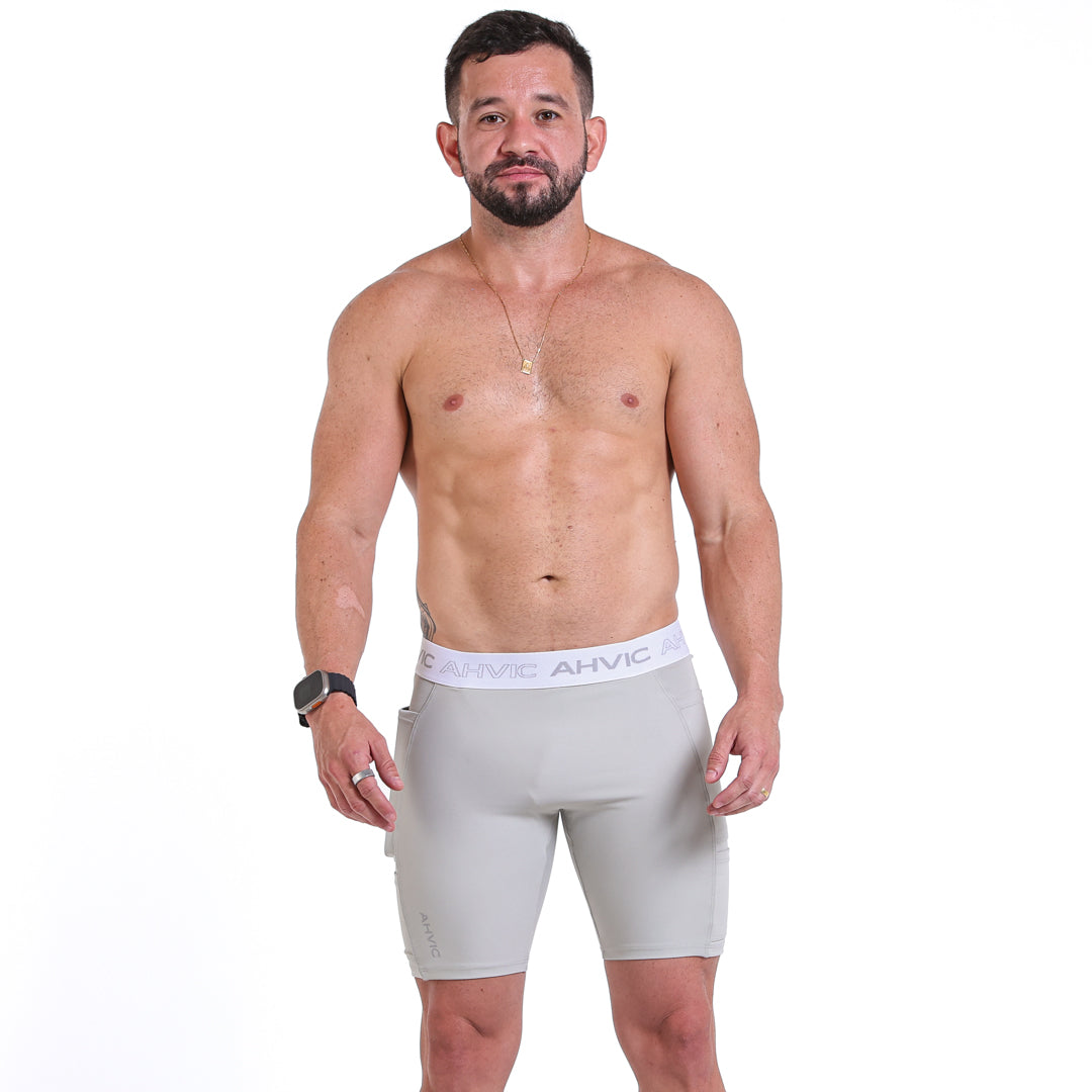 Bermuda Masculina QuadRun Drop Cinza
