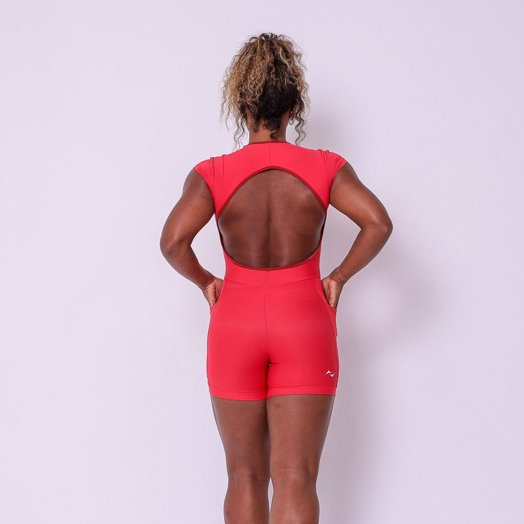 Macaquinho Leme com bolso Vermelho