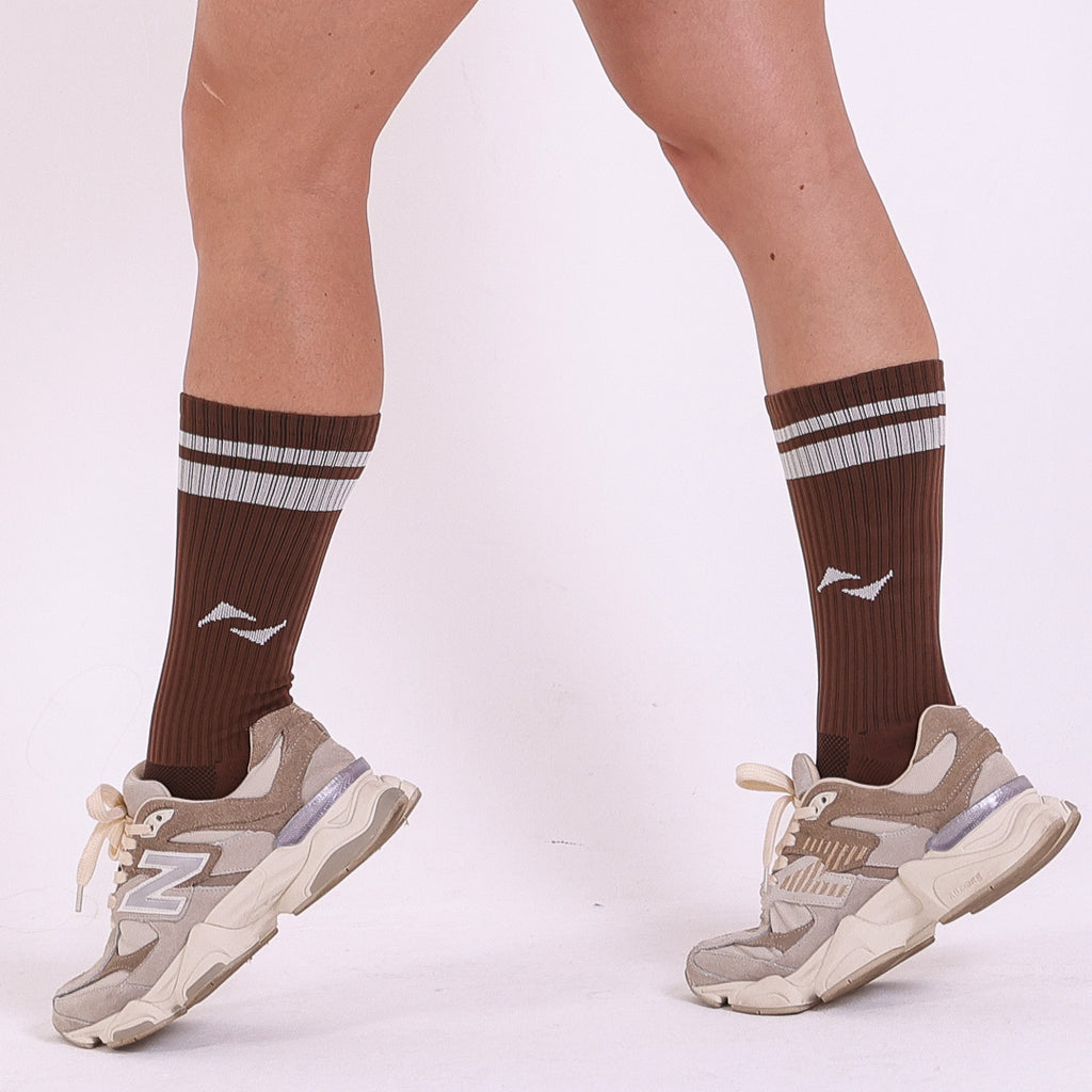 Meia AHVIC Chocolate Cano Alto Listras