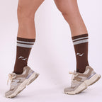 Meia AHVIC Chocolate Cano Alto Listras