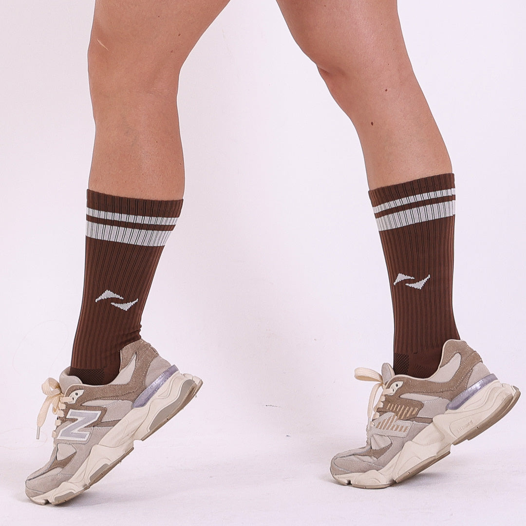 Meia AHVIC Chocolate Cano Alto Listras