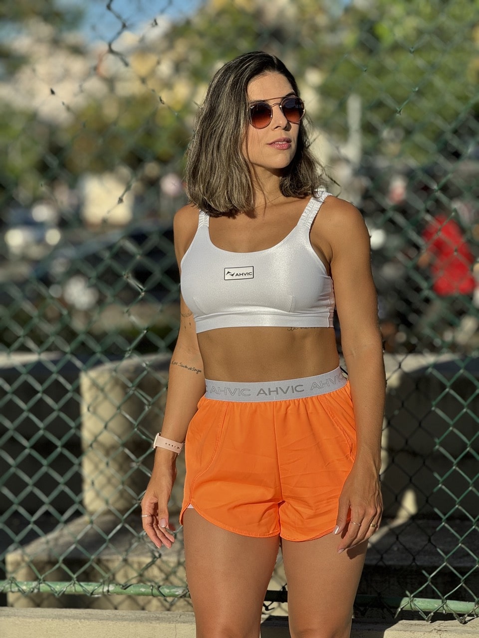 Short Maya de Tactel  Tangerina