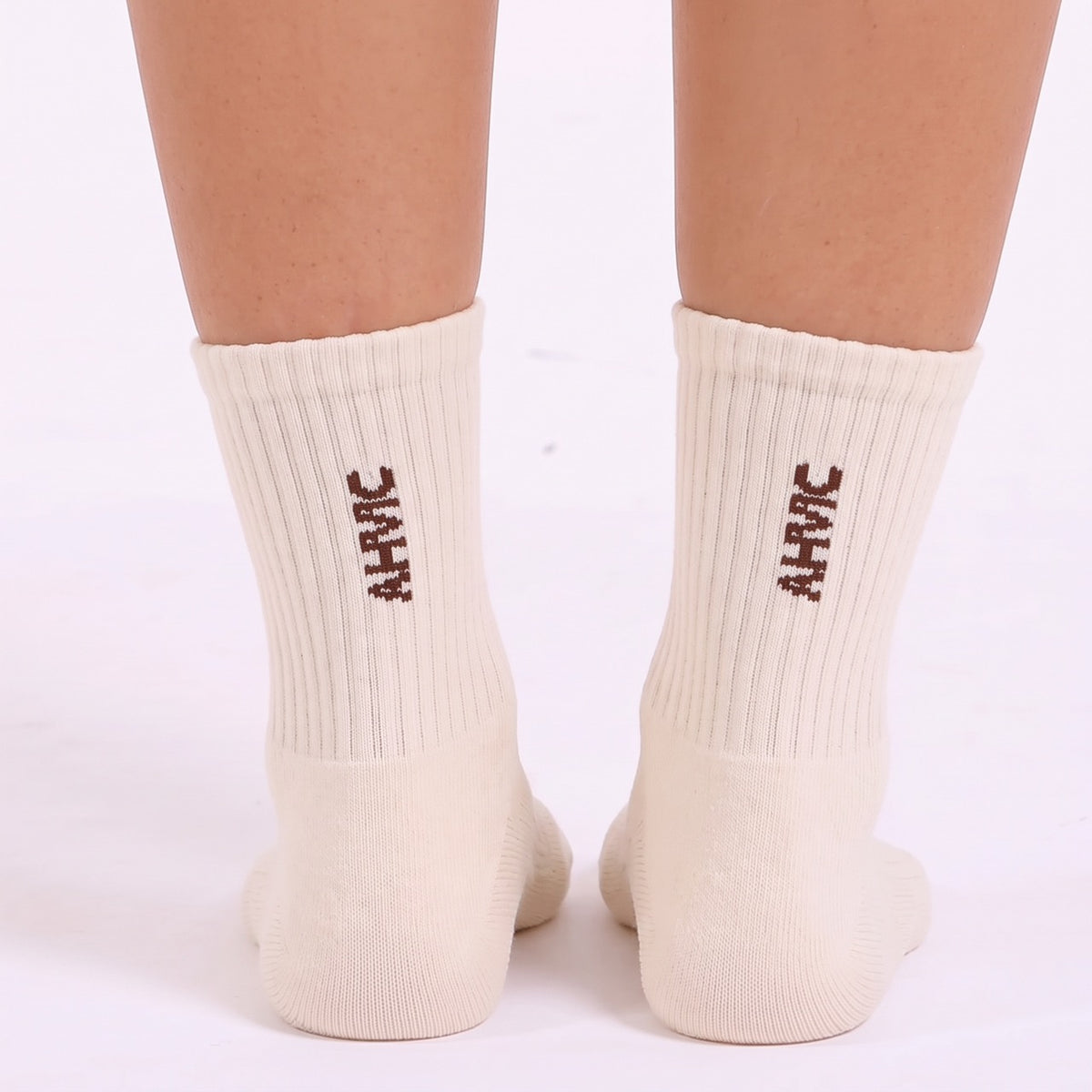 Meia AHVIC Off White com Marrom