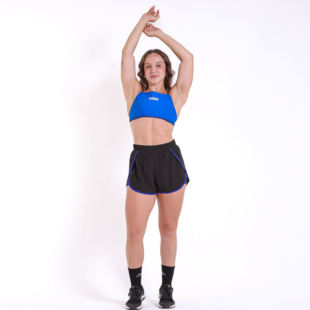 Conjunto Top Flow Azul e Short Summer Tactel Preto
