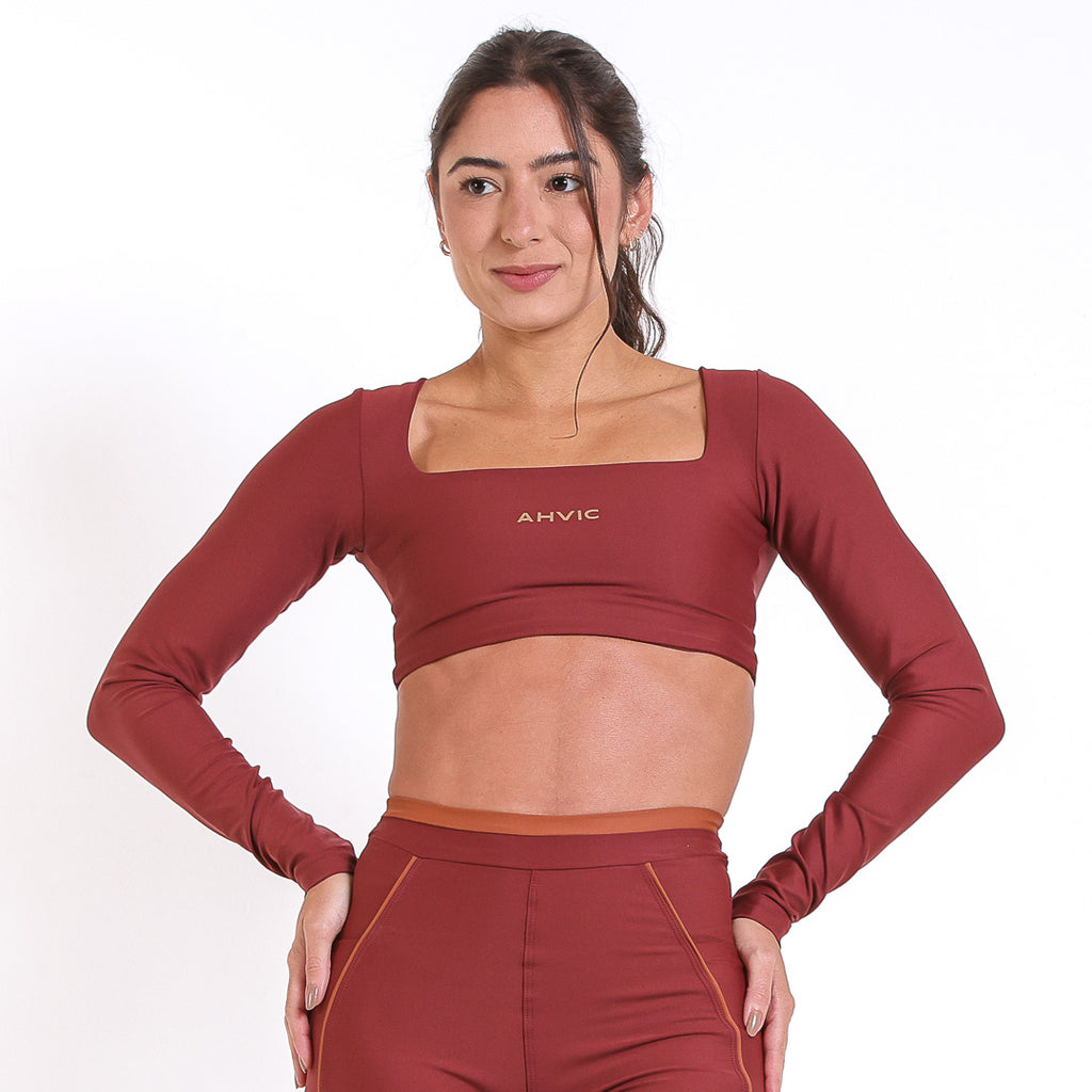 Conjunto Top Move e Short Flow Madder Brown