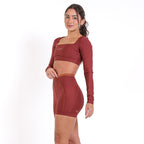 Conjunto Top Move e Short Flow Madder Brown