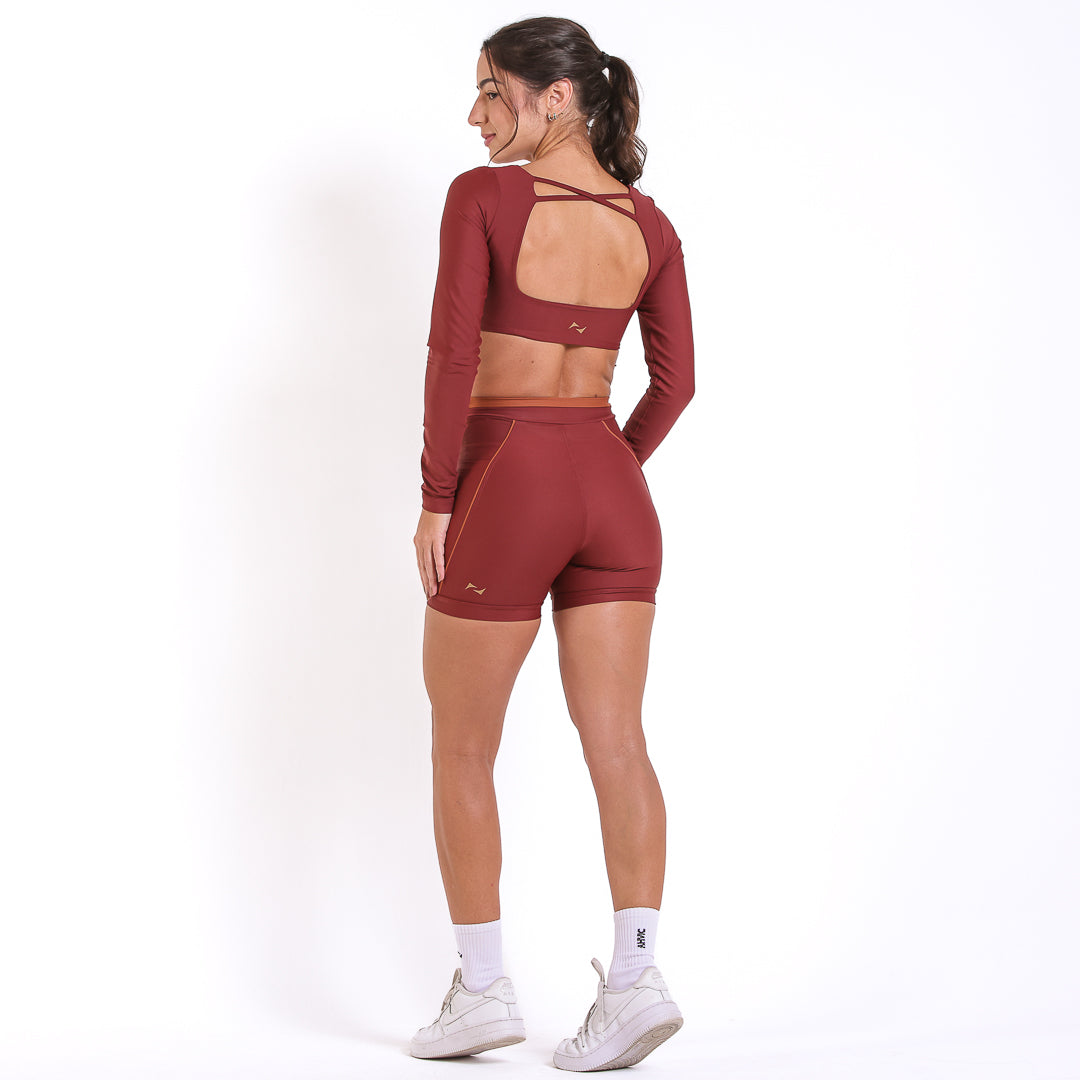 Conjunto Top Move e Short Flow Madder Brown