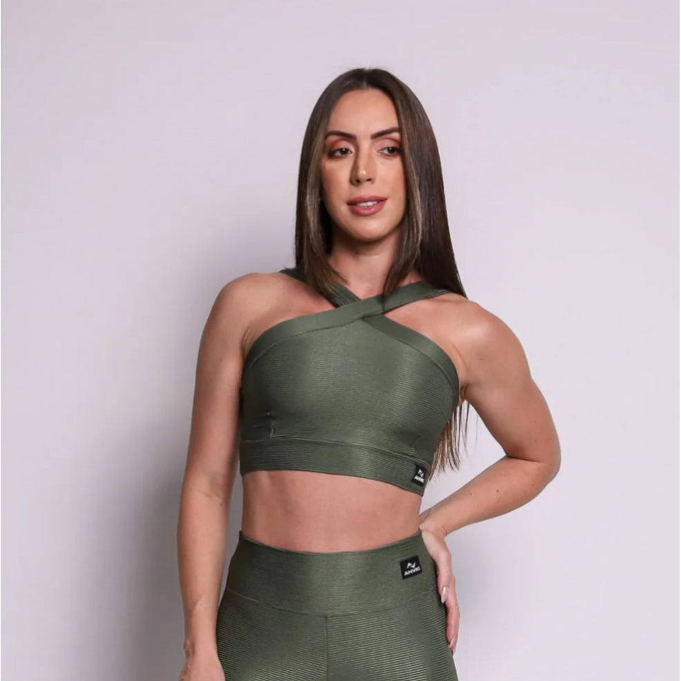 Top Duda Canelado  Verde Militar