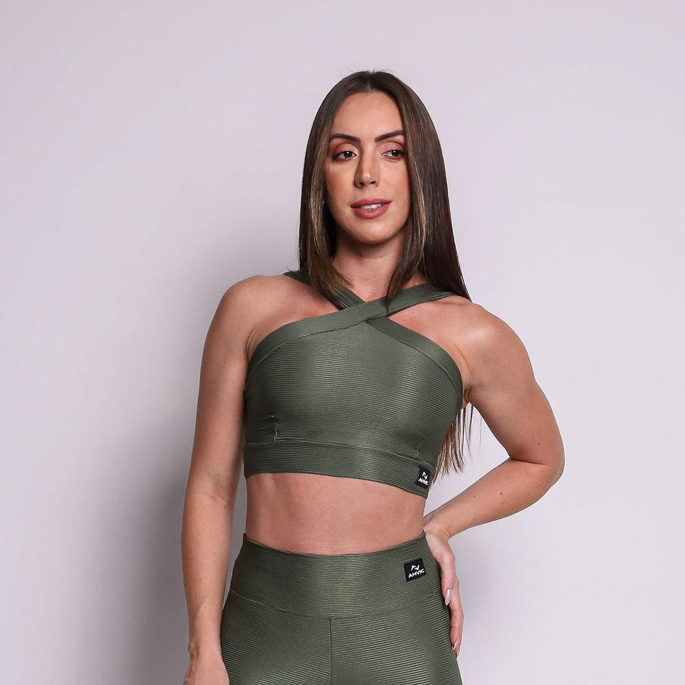 Top Duda Canelado  Verde Militar