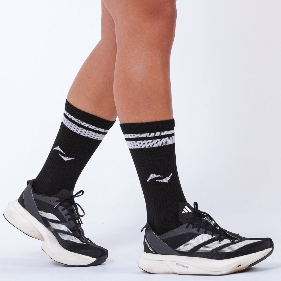 Meia AHVIC Preta Cano Alto  Listras