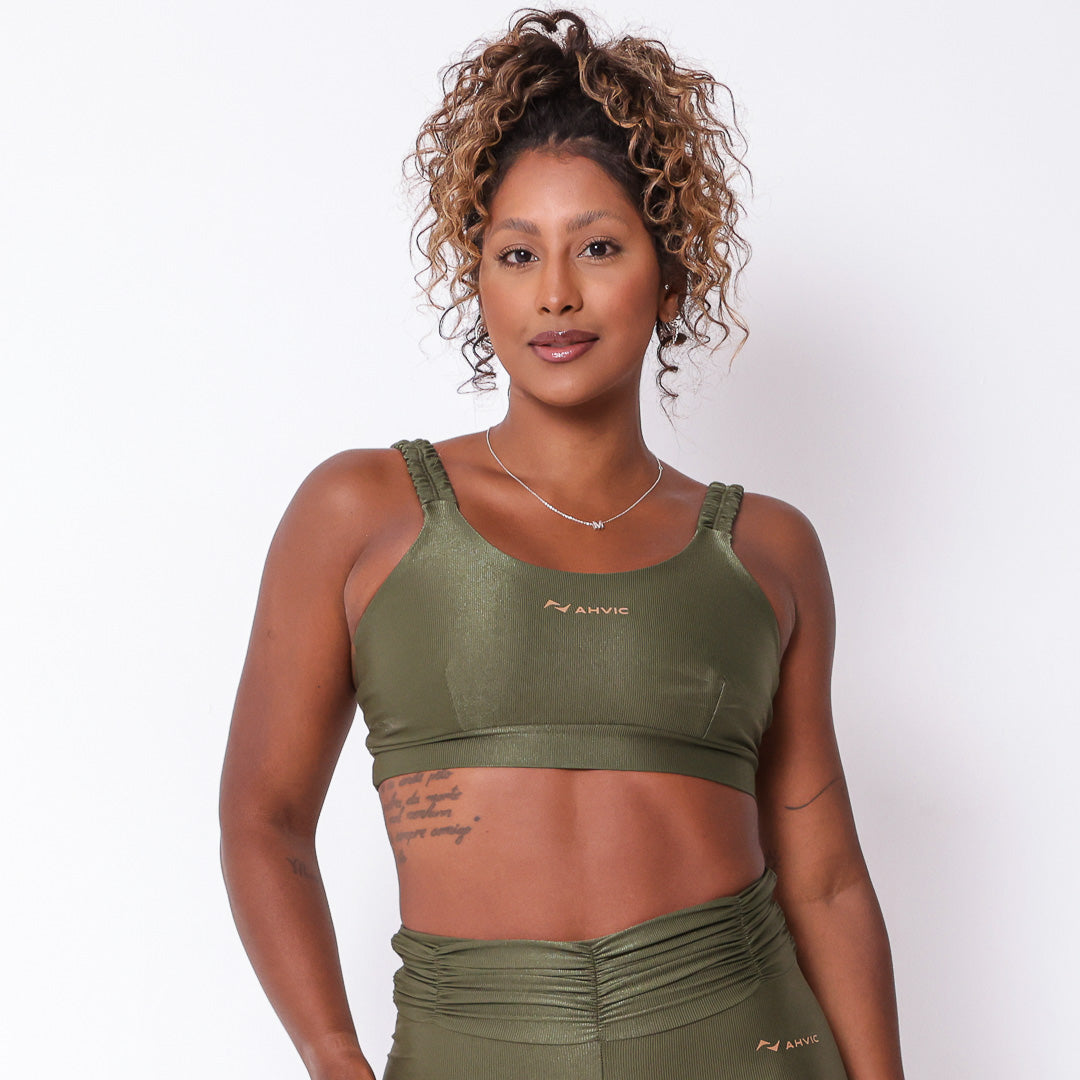 Top Lorena aveludado  Verde Militar