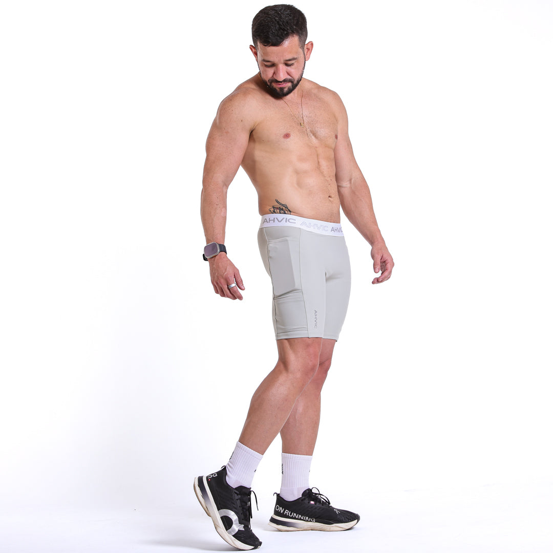 Bermuda Masculina QuadRun Drop Cinza