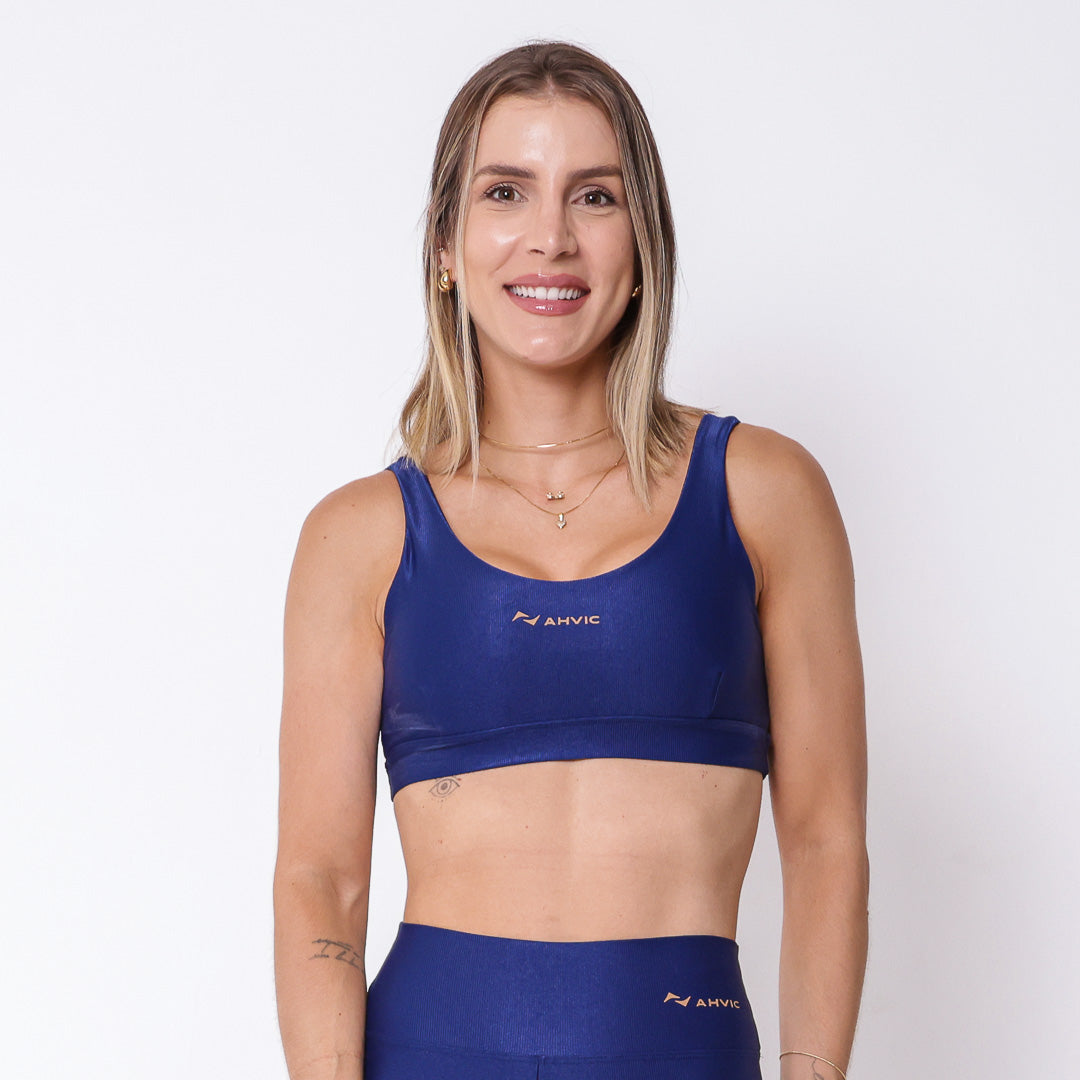 Top Tai Aveludado  Azul Marinho