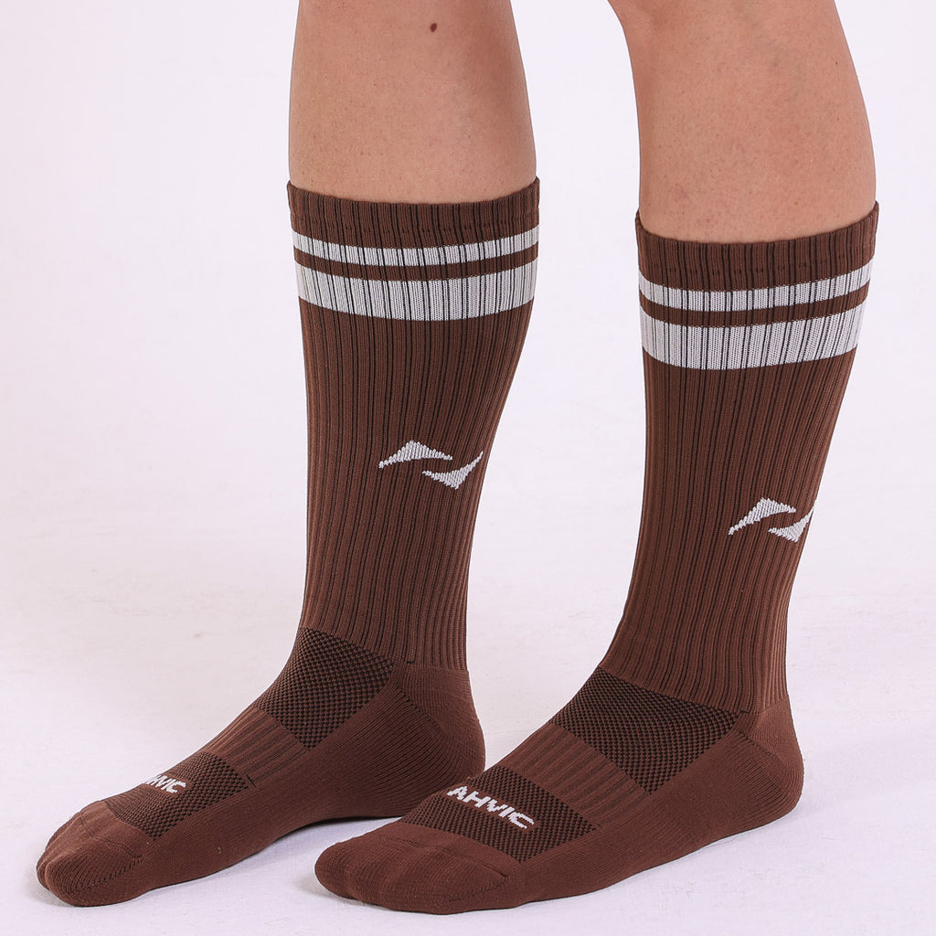 Meia AHVIC Chocolate Cano Alto Listras