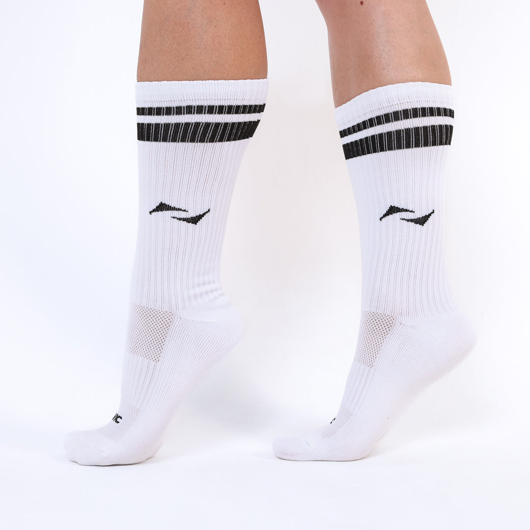 Meia AHVIC Branca Cano Alto Listras