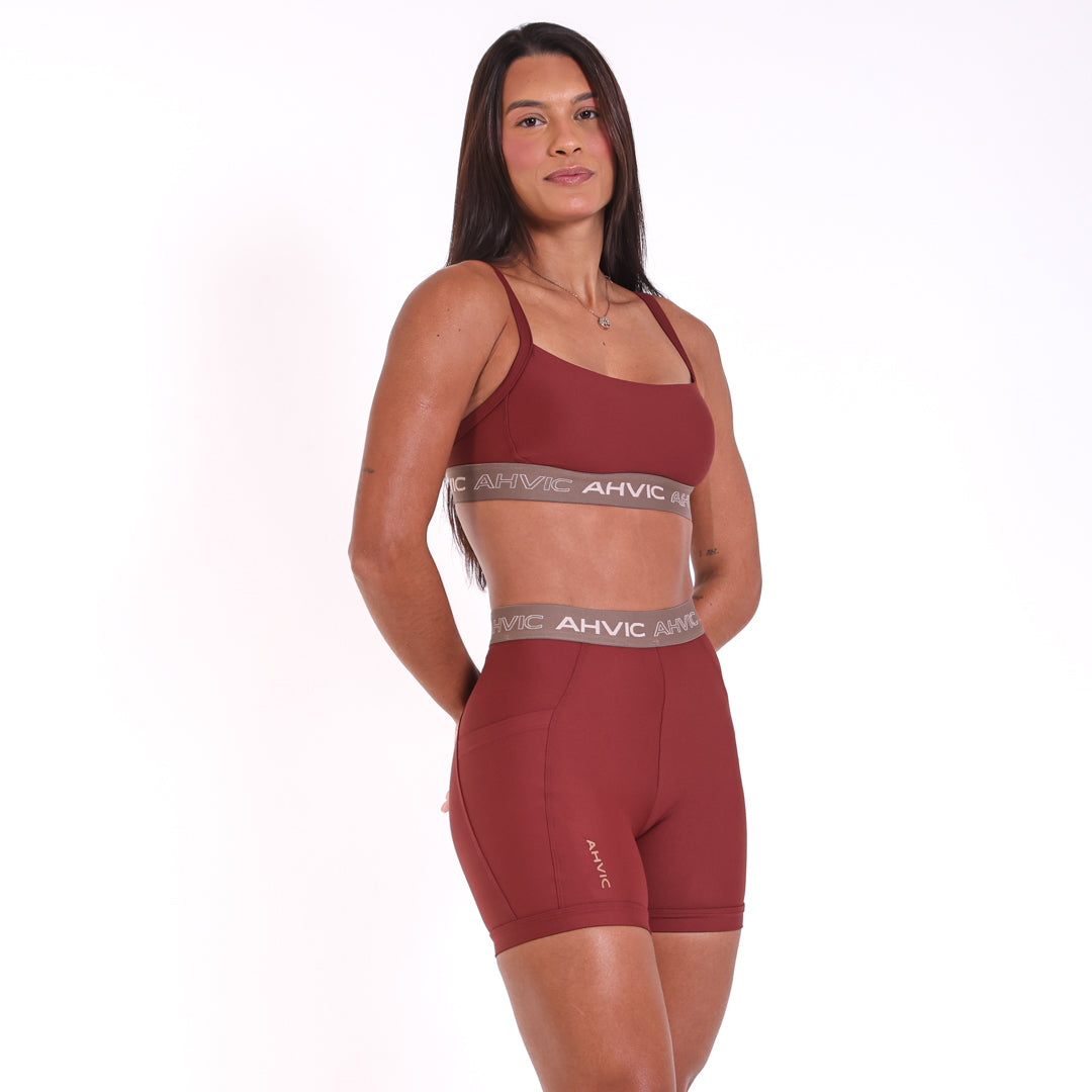 Short com Bolso Napa Madder Brown