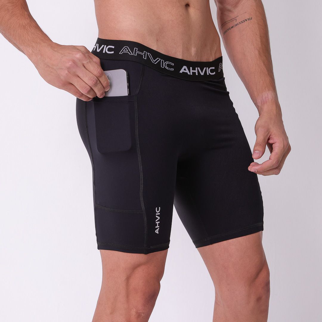 Bermuda Masculina Preta Bolsos Adaptive