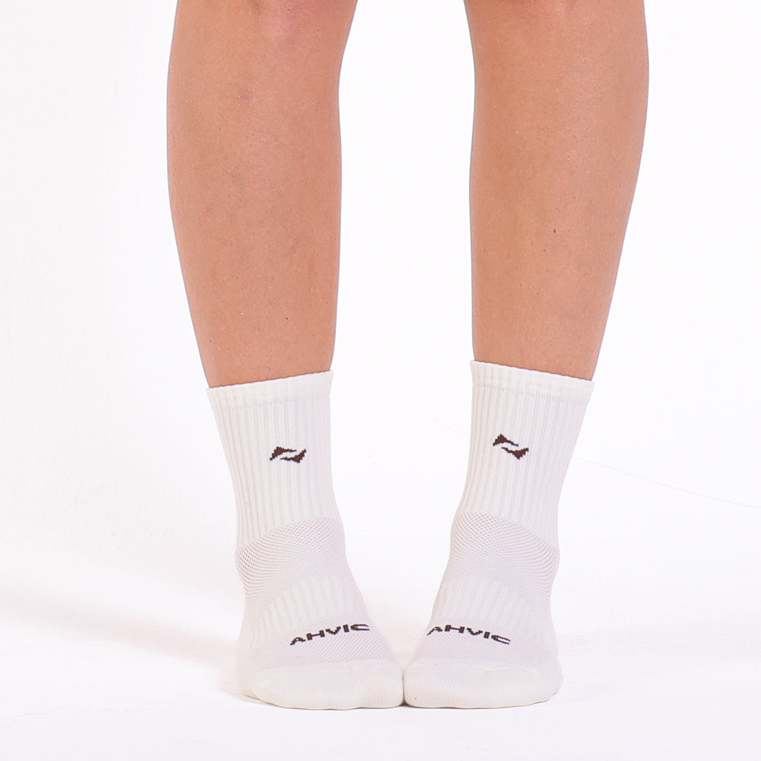 Meia AHVIC Off White com Marrom