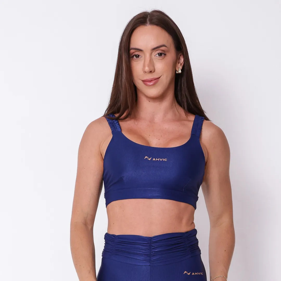 Top Lorena aveludado  Azul Marinho