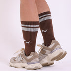 Meia AHVIC Chocolate Cano Alto Listras