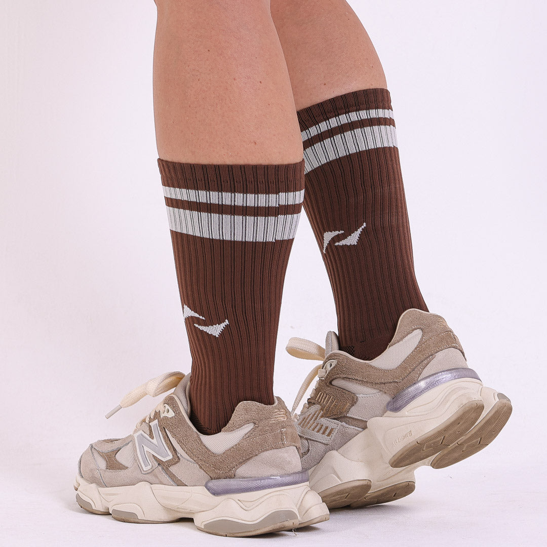 Meia AHVIC Chocolate Cano Alto Listras