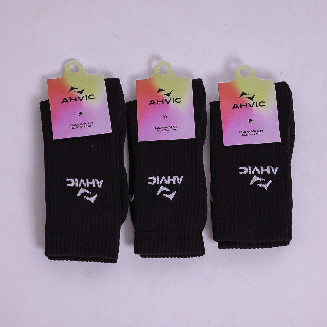 Meia AHVIC Preta Cano Alto