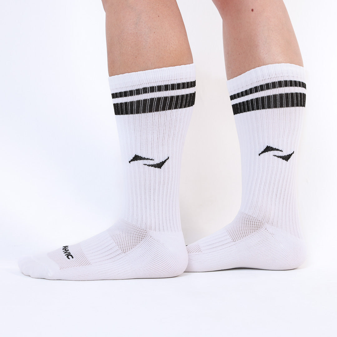 Meia AHVIC Branca Cano Alto Listras