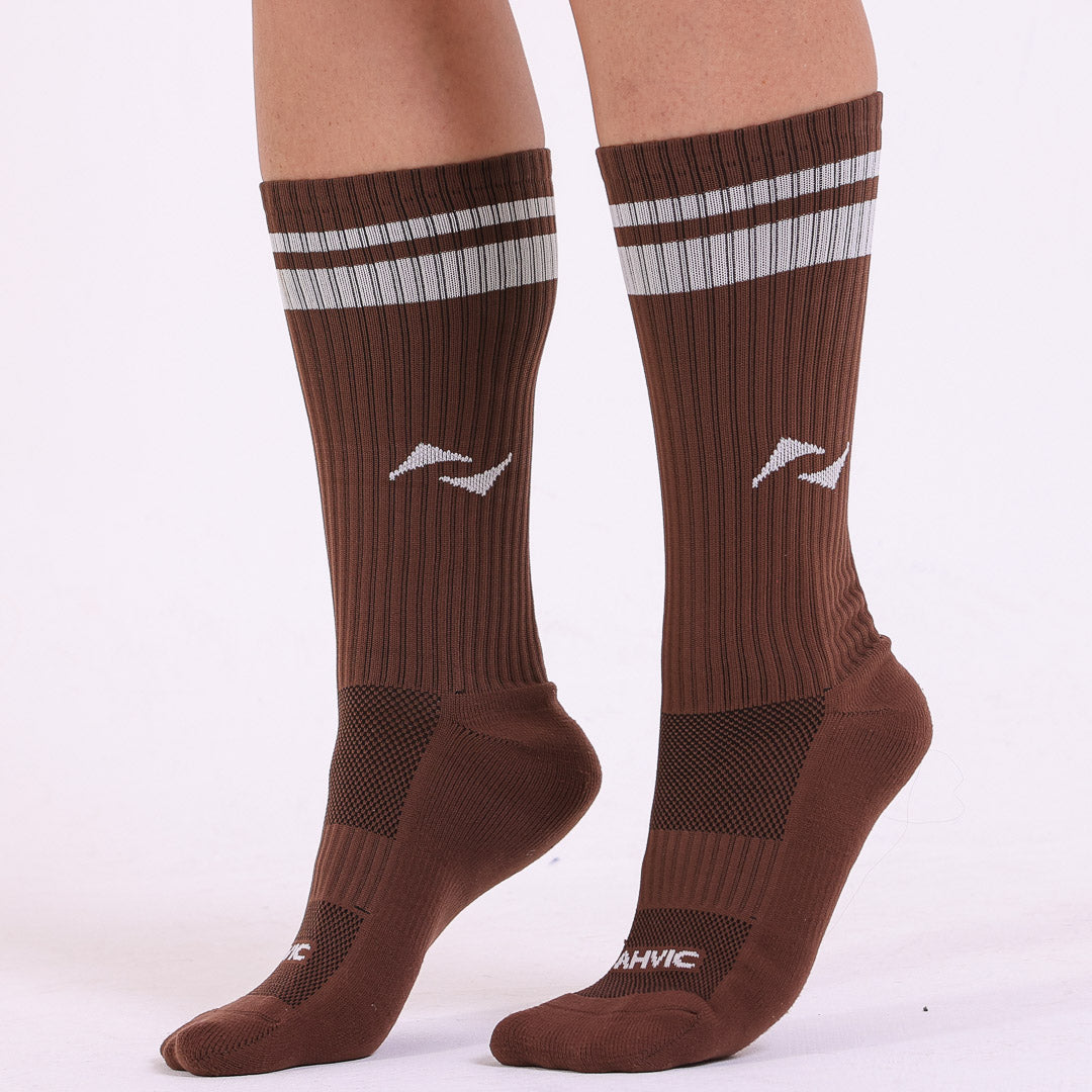Meia AHVIC Chocolate Cano Alto Listras