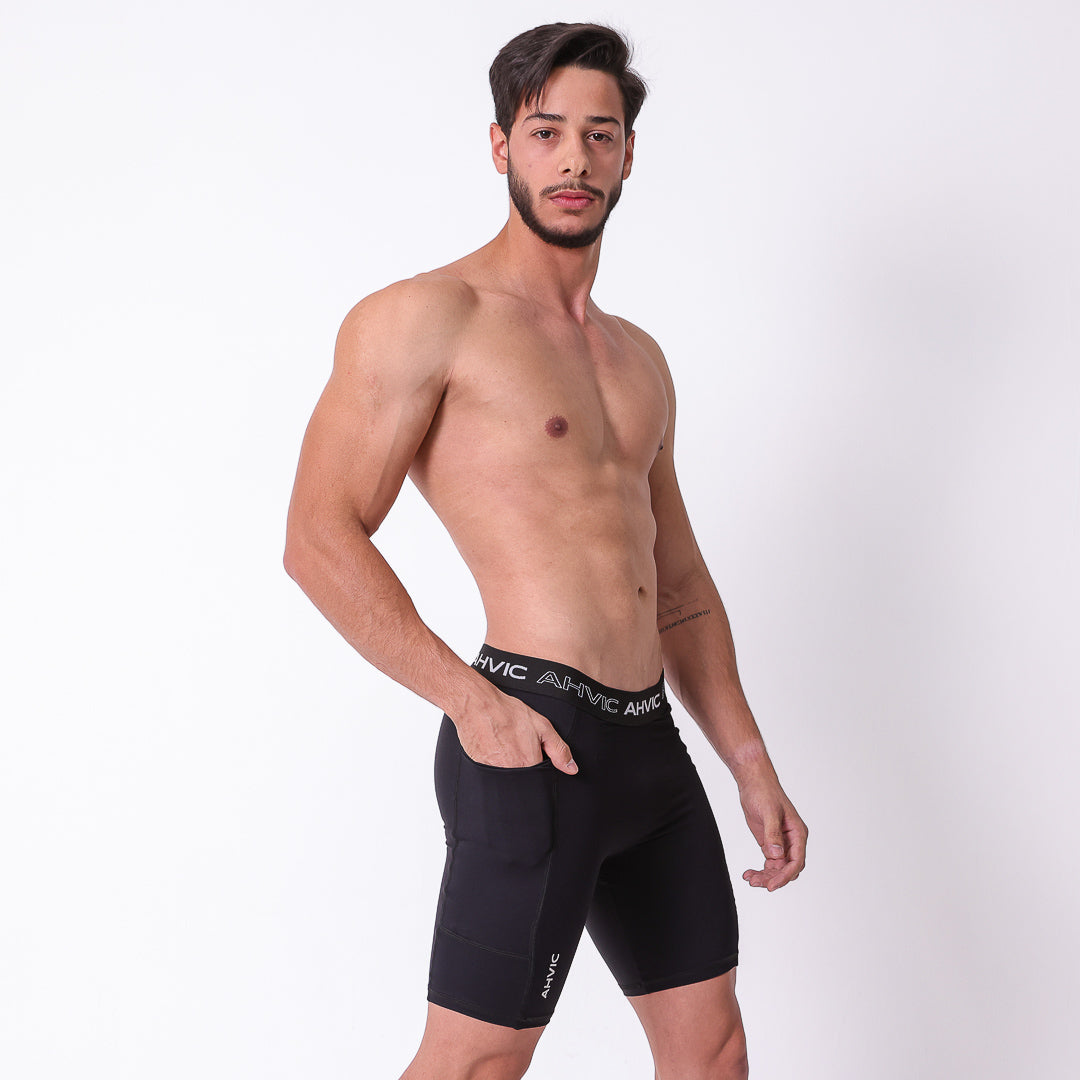 Bermuda Masculina Preta Bolsos Adaptive